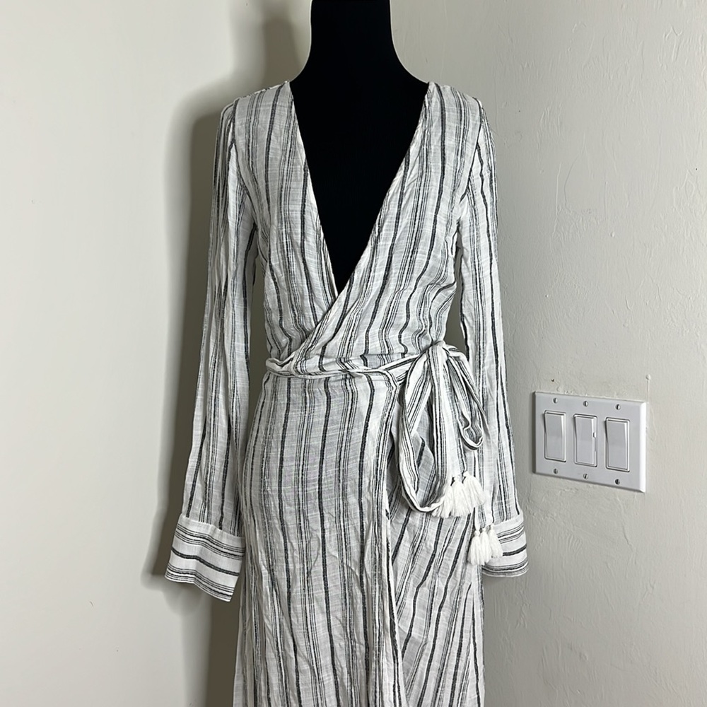 L*SPACE Tybee Black/White Stripe Maxi Wrap Dress XS - Picture 6 of 11